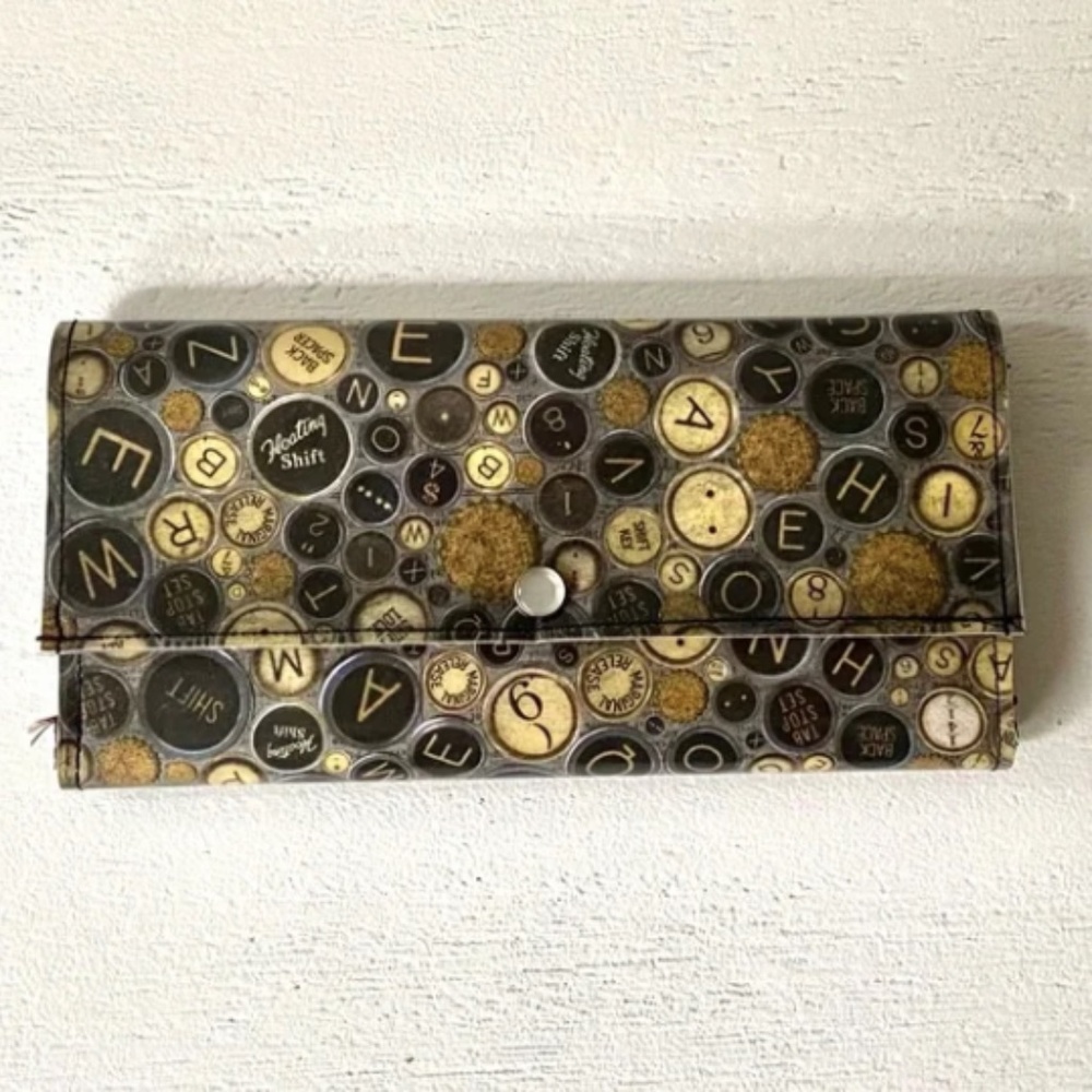 Handmade Typewriter Keys Laminated Paper Trifold Wallet Vegan Upcycled